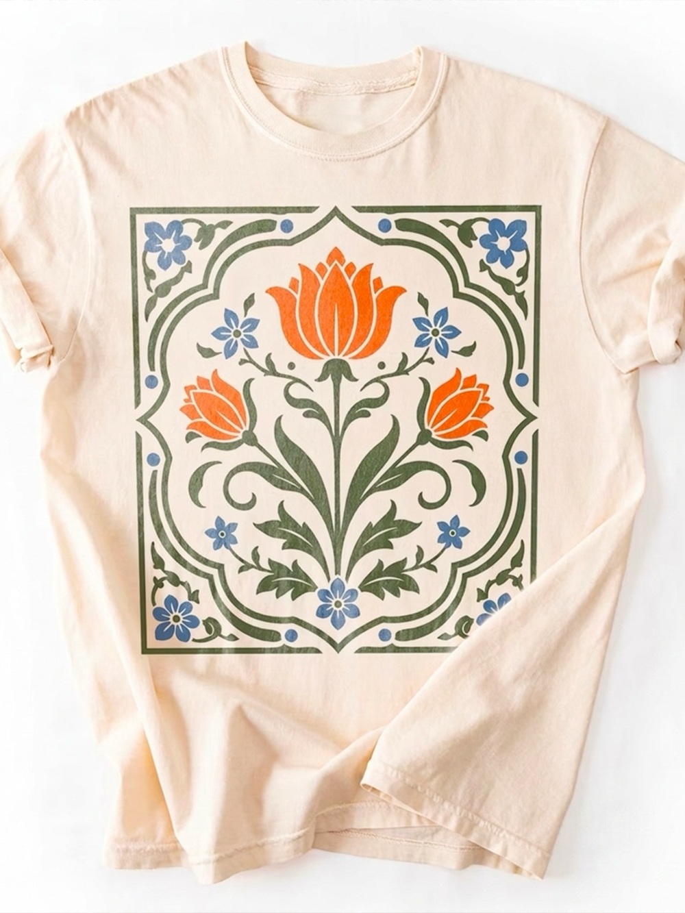 Art Nouveau Floral Botanical Boho Off White Graphic Tee